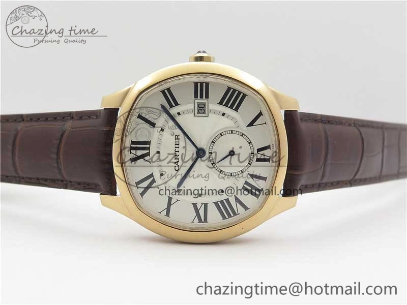 Drive de RG GSF 1:1 Best Edition White Textured Dial on Brown Leather Strap A23J to 1904-PS MC V2