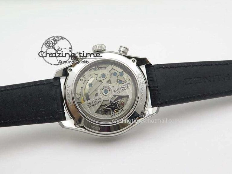 El Primero Chrono SS AXF Black Dial on Black Leather Strap A7750