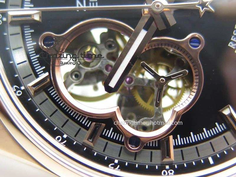 El Primero RG AXF Black Dial on Black Leather Strap Asian Manual Winding Chronograph Movement