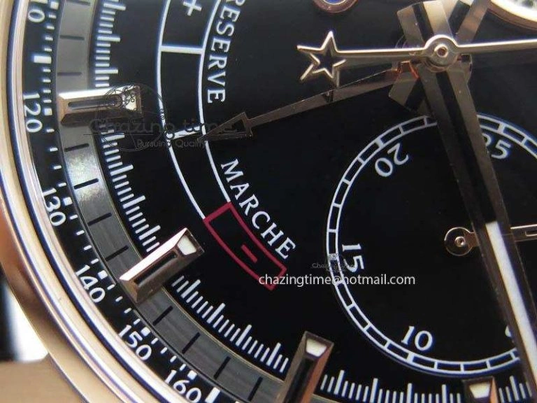 El Primero RG AXF Black Dial on Black Leather Strap Asian Manual Winding Chronograph Movement