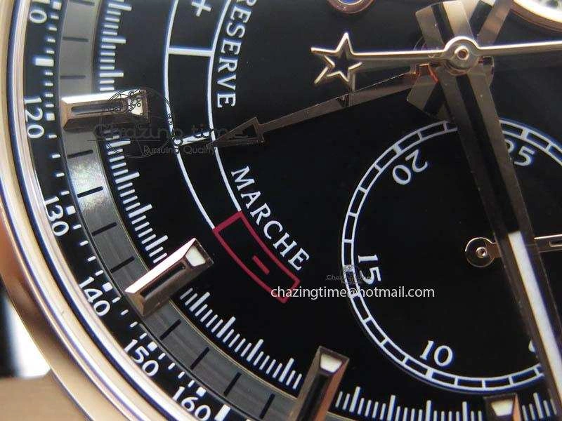 El Primero RG AXF Black Dial on Black Leather Strap Asian Manual Winding Chronograph Movement