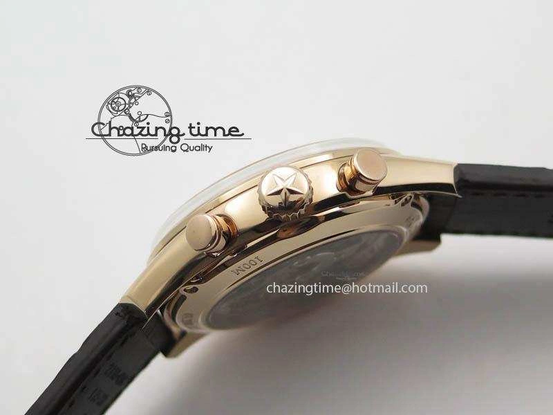 El Primero RG AXF Black Dial on Black Leather Strap Asian Manual Winding Chronograph Movement