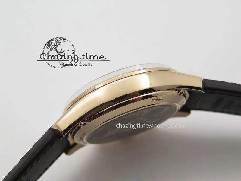 El Primero RG AXF Black Dial on Black Leather Strap Asian Manual Winding Chronograph Movement
