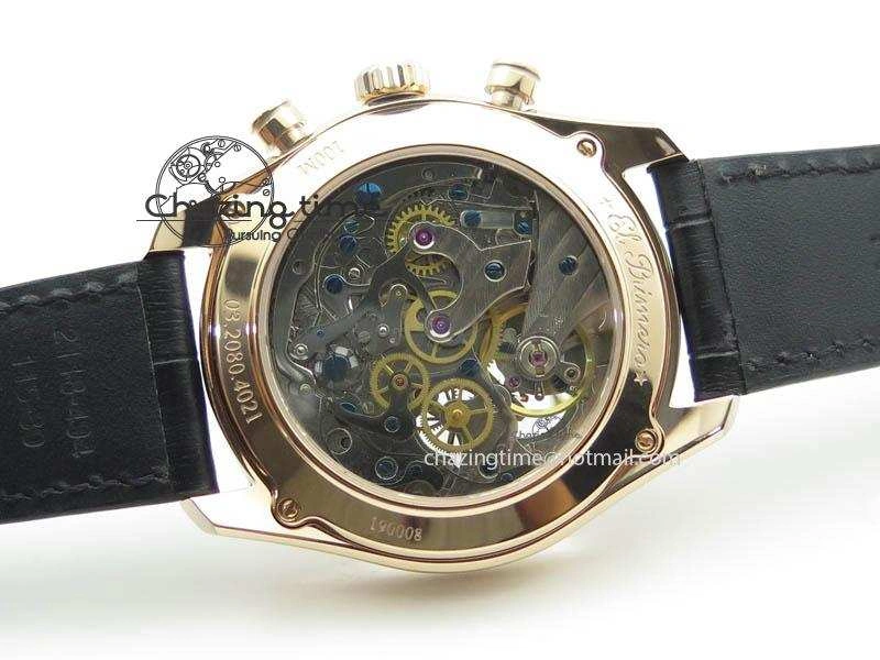 El Primero RG AXF Black Dial on Black Leather Strap Asian Manual Winding Chronograph Movement