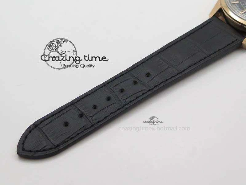 El Primero RG AXF Black Dial on Black Leather Strap Asian Manual Winding Chronograph Movement