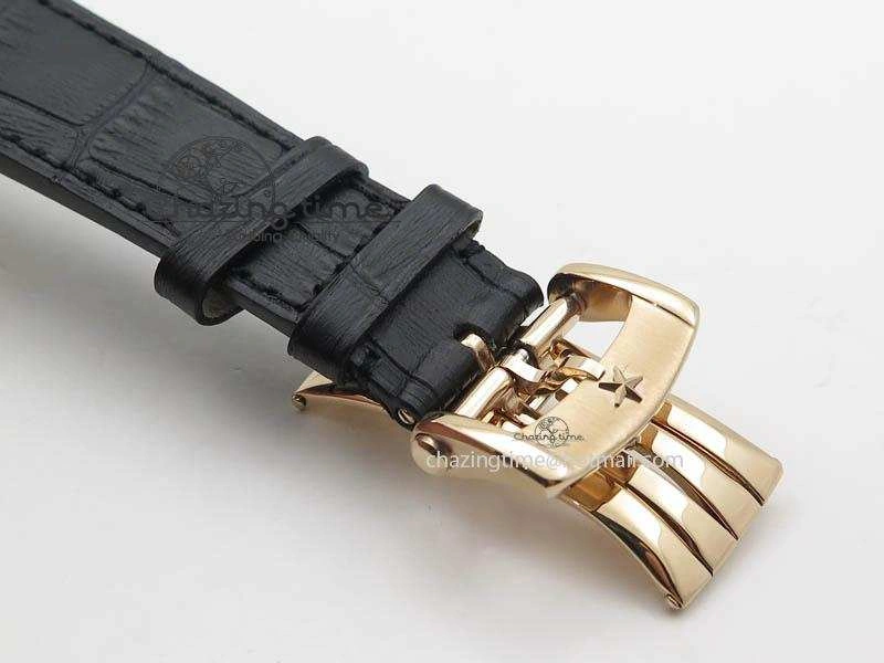 El Primero RG AXF Black Dial on Black Leather Strap Asian Manual Winding Chronograph Movement