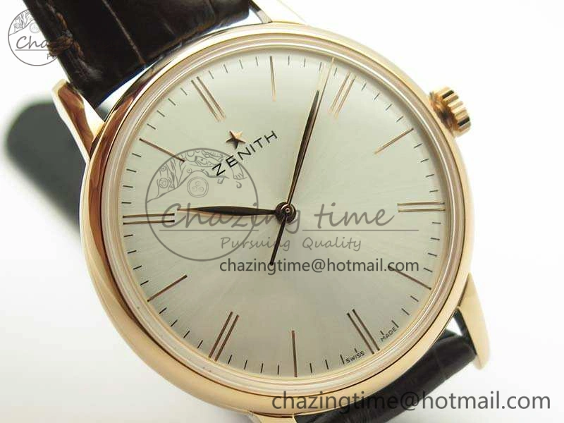 Elite RG LHF 1:1 Best Edition Silver Dial On Leather Strap MIYOTA9015 To Elite6150