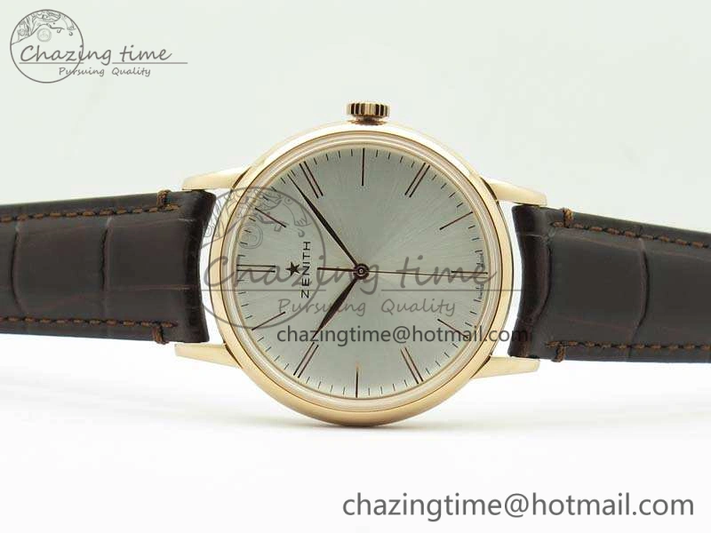 Elite RG LHF 1:1 Best Edition Silver Dial On Leather Strap MIYOTA9015 To Elite6150