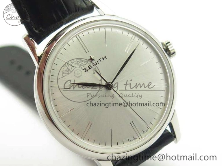 Elite SS LHF 1:1 Best Edition Silver Dial On Leather Strap MIYOTA9015 To Elite6150
