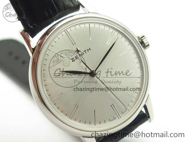 Elite SS LHF 1:1 Best Edition Silver Dial On Leather Strap MIYOTA9015 To Elite6150