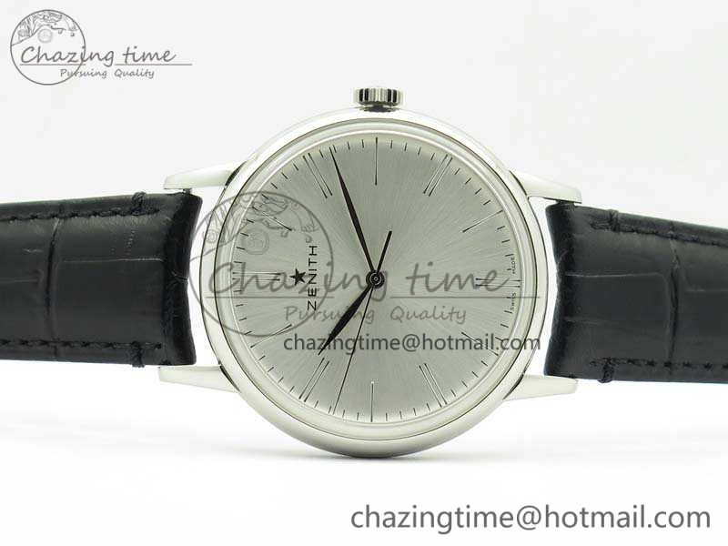 Elite SS LHF 1:1 Best Edition Silver Dial On Leather Strap MIYOTA9015 To Elite6150