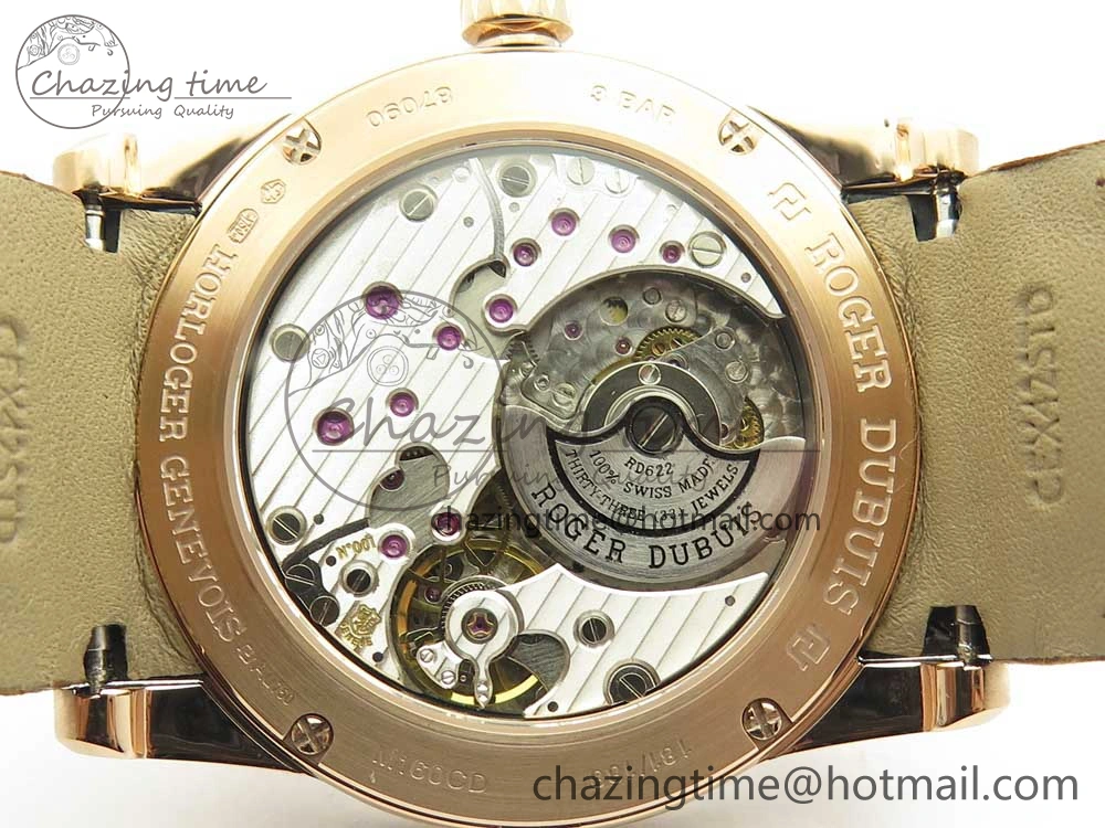 Excalibur 42mm Dbex0050 RG RDF 1:1 Best Edition Brown Dial on Brown Leather Strap A830 (Micro Rotor)