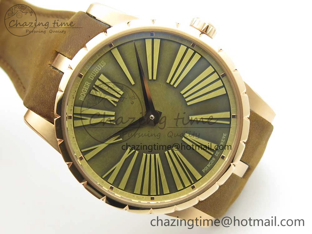 Excalibur 42mm Dbex0050 RG RDF 1:1 Best Edition Brown Dial on Brown Leather Strap A830 (Micro Rotor)