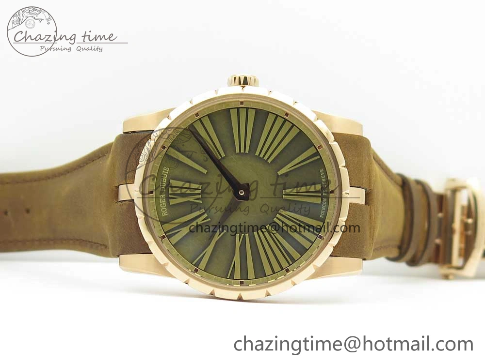 Excalibur 42mm Dbex0050 RG RDF 1:1 Best Edition Brown Dial on Brown Leather Strap A830 (Micro Rotor)