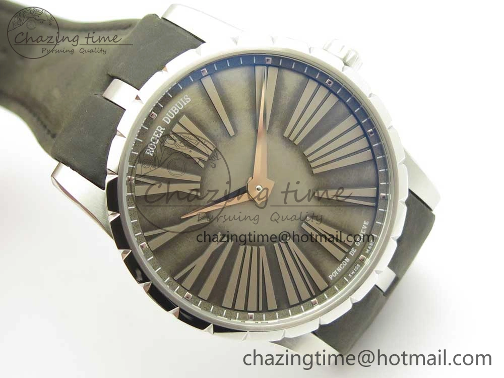 Excalibur 42mm Dbex0050 SS RDF 1:1 Best Edition Gray Dial on Gray Leather Strap A830 (Micro Rotor)