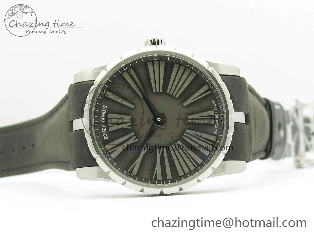 Excalibur 42mm Dbex0050 SS RDF 1:1 Best Edition Gray Dial on Gray Leather Strap A830 (Micro Rotor)