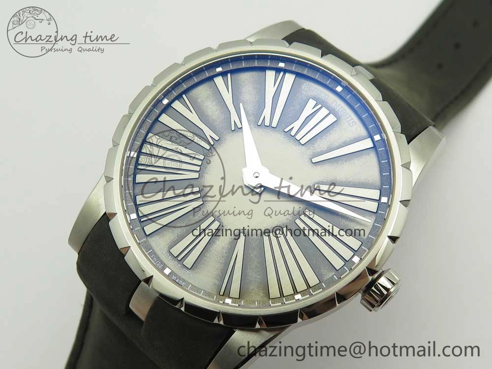 Excalibur 42mm Dbex0050 SS RDF 1:1 Best Edition Gray Dial on Gray Leather Strap A830 (Micro Rotor)