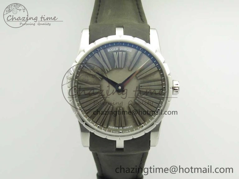 Excalibur 42mm Dbex0050 SS RDF 1:1 Best Edition Gray Dial on Gray Leather Strap A830 (Micro Rotor)