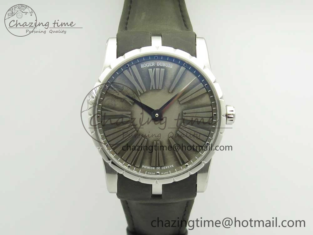 Excalibur 42mm Dbex0050 SS RDF 1:1 Best Edition Gray Dial on Gray Leather Strap A830 (Micro Rotor)