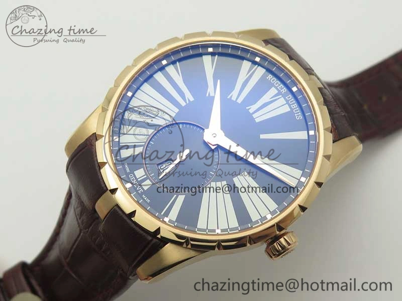 Excalibur 42mm Dbex0536 RG RDF 1:1 Best Edition Gray Dial on Brown Leather Strap A830