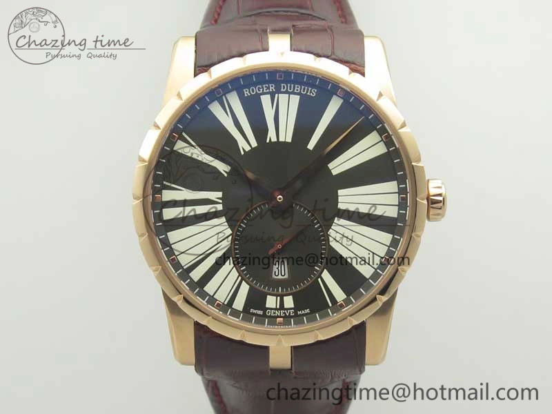 Excalibur 42mm Dbex0536 RG RDF 1:1 Best Edition Gray Dial on Brown Leather Strap A830