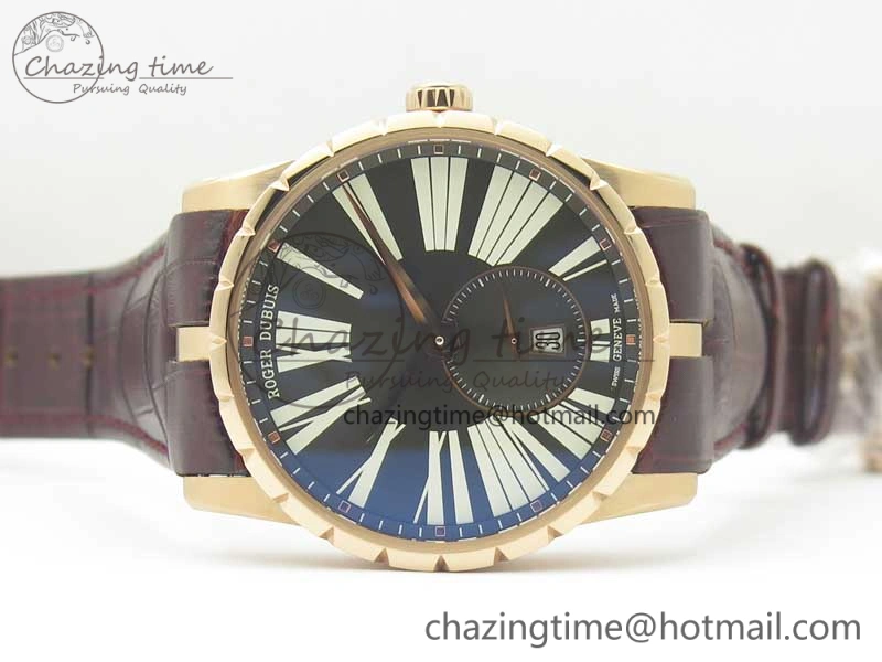 Excalibur 42mm Dbex0536 RG RDF 1:1 Best Edition Gray Dial on Brown Leather Strap A830