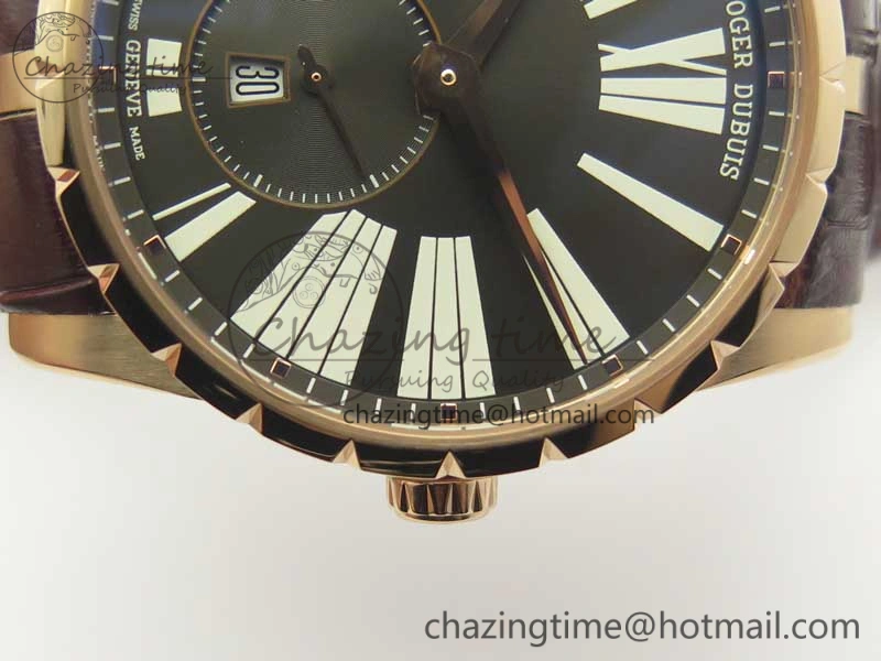 Excalibur 42mm Dbex0536 RG RDF 1:1 Best Edition Gray Dial on Brown Leather Strap A830