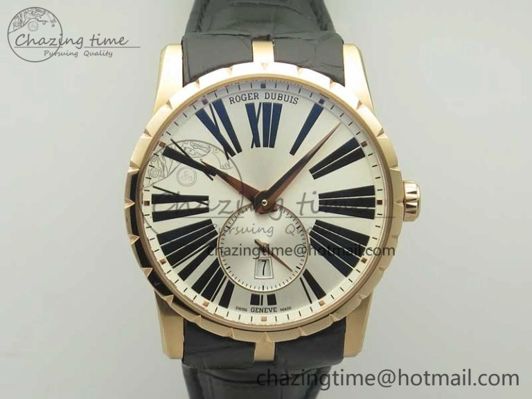 Excalibur 42mm Dbex0536 RG RDF 1:1 Best Edition Silver Dial on Black Leather Strap A830