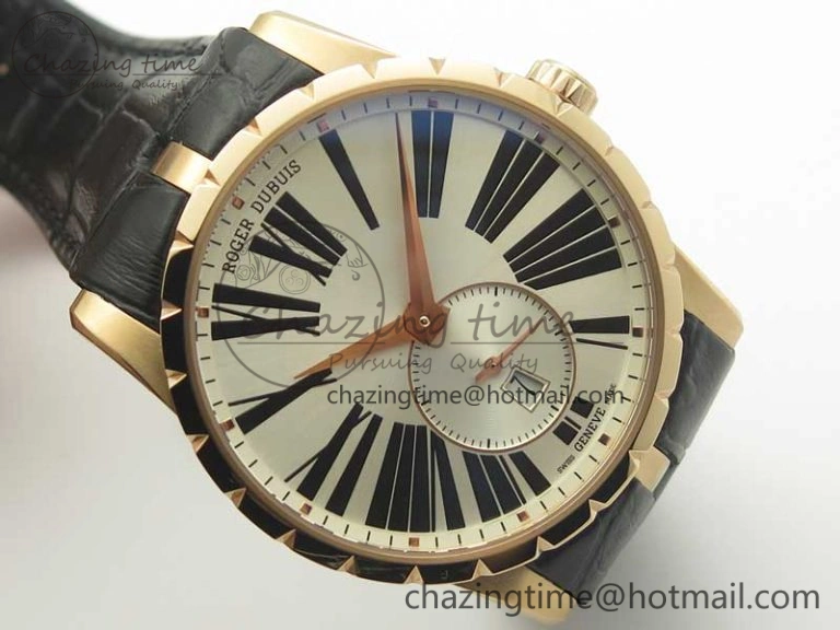 Excalibur 42mm Dbex0536 RG RDF 1:1 Best Edition Silver Dial on Black Leather Strap A830