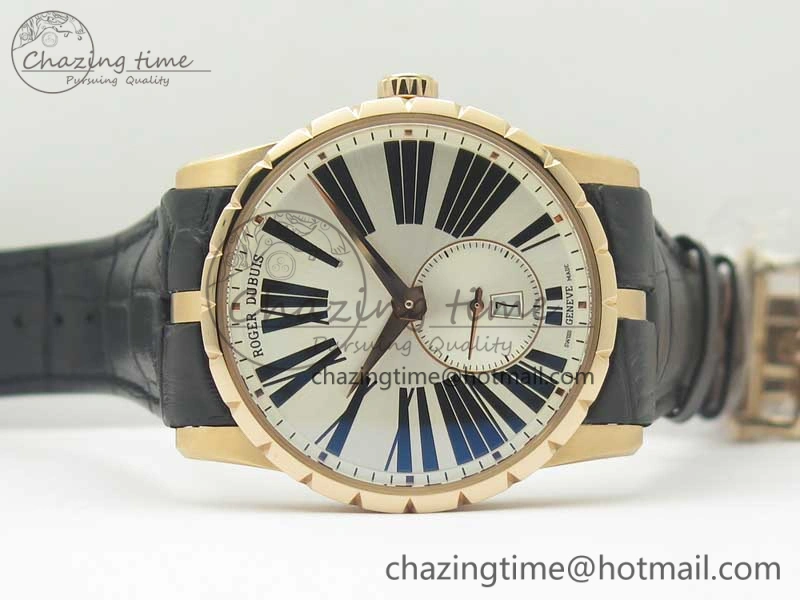 Excalibur 42mm Dbex0536 RG RDF 1:1 Best Edition Silver Dial on Black Leather Strap A830