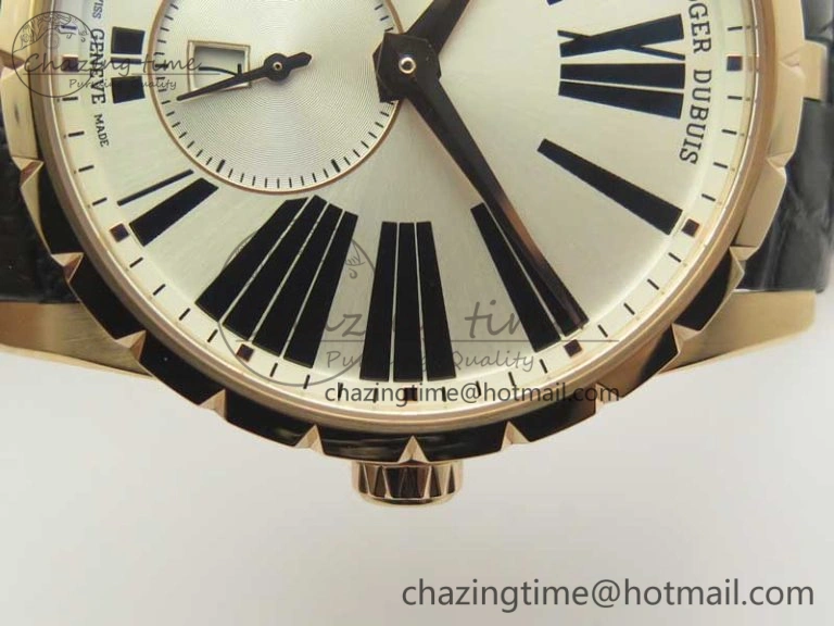 Excalibur 42mm Dbex0536 RG RDF 1:1 Best Edition Silver Dial on Black Leather Strap A830