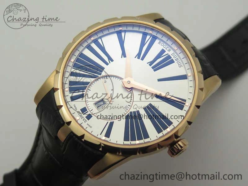 Excalibur 42mm Dbex0536 RG RDF 1:1 Best Edition Silver Dial on Black Leather Strap A830