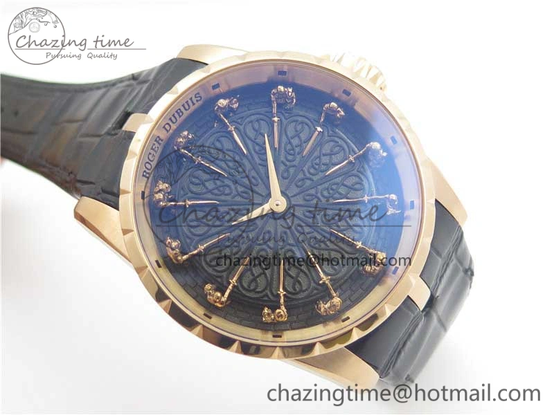 Excalibur Knights of the Round Table II RG ZF Best Edition Black Dial on Black Leather Strap MIYOTA 9015