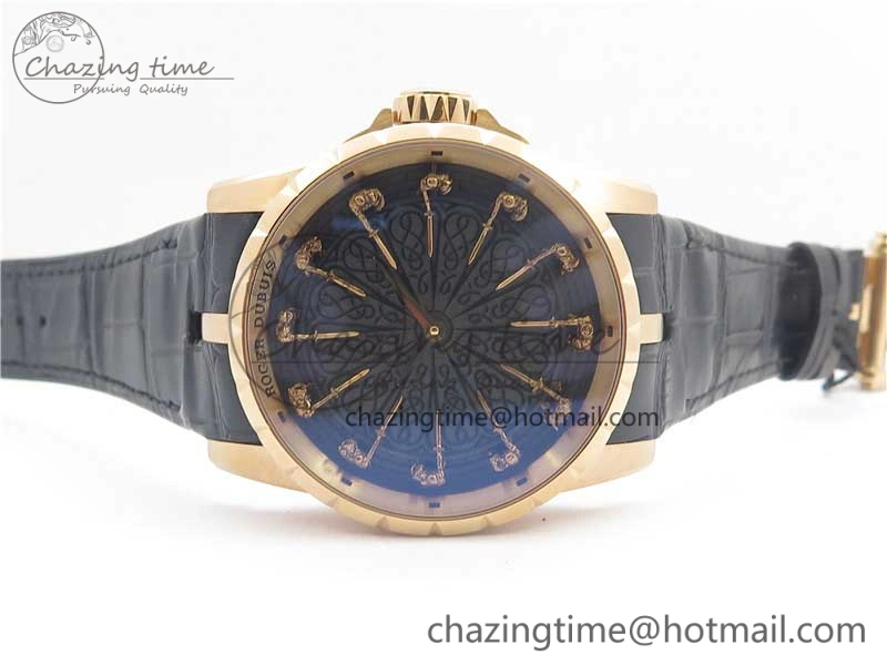 Excalibur Knights of the Round Table II RG ZF Best Edition Black Dial on Black Leather Strap MIYOTA 9015
