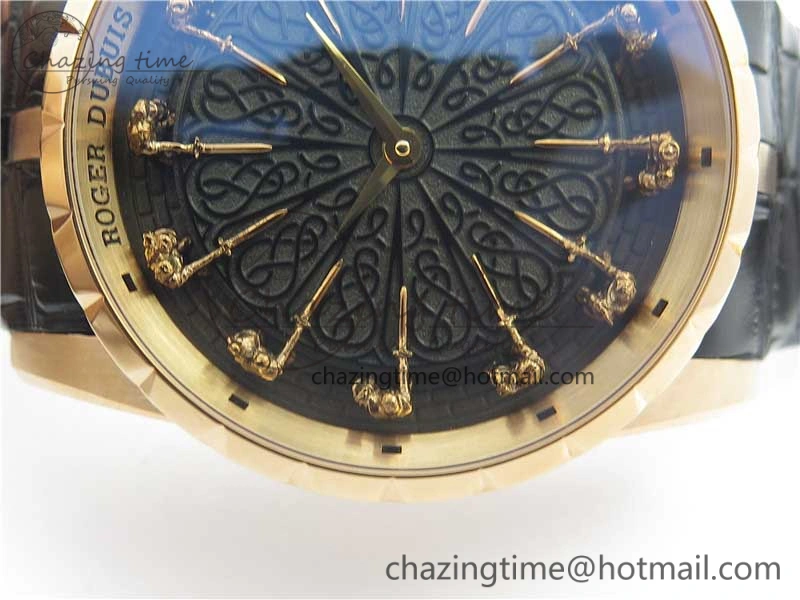 Excalibur Knights of the Round Table II RG ZF Best Edition Black Dial on Black Leather Strap MIYOTA 9015