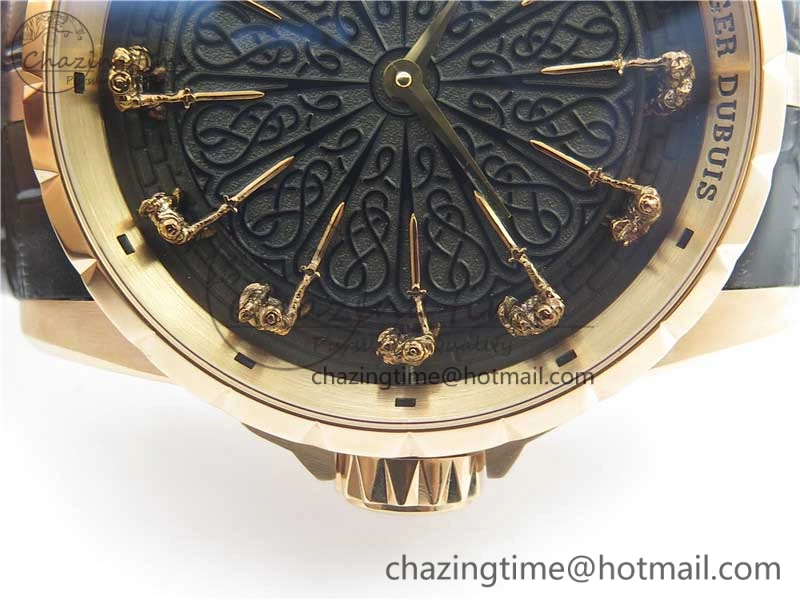 Excalibur Knights of the Round Table II RG ZF Best Edition Black Dial on Black Leather Strap MIYOTA 9015