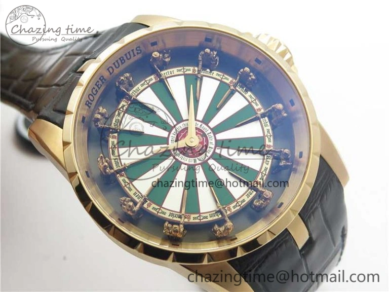 Excalibur Knights of the Round Table II RG ZF Best Edition Chessboard Dial on Black Leather Strap MIYOTA 9015
