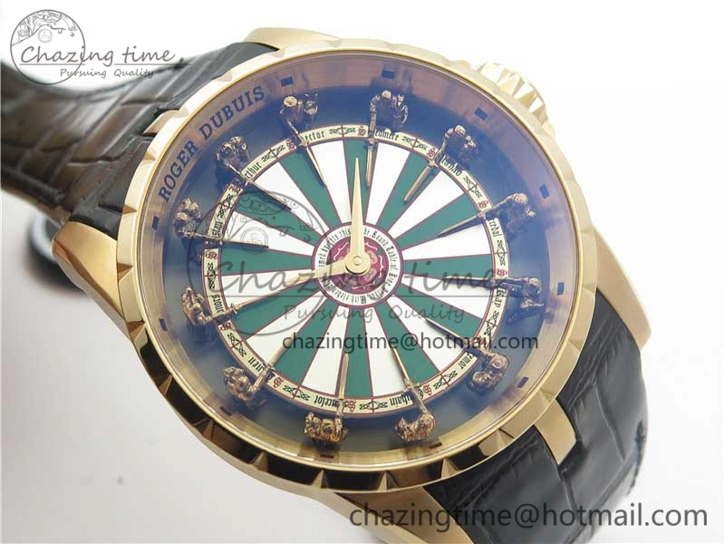Excalibur Knights of the Round Table II RG ZF Best Edition Chessboard Dial on Black Leather Strap MIYOTA 9015