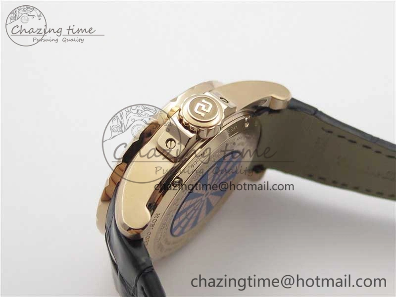 Excalibur Knights of the Round Table II RG ZZF Blue Gold Crystal Dial on Black Leather Strap MIYOTA 8215