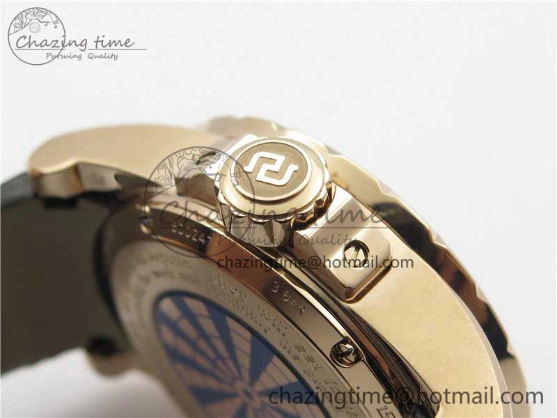 Excalibur Knights of the Round Table II RG ZZF Blue Gold Crystal Dial on Black Leather Strap MIYOTA 8215