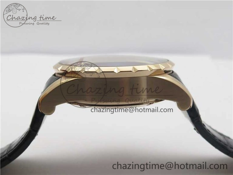 Excalibur Knights of the Round Table II RG ZZF Blue Gold Crystal Dial on Black Leather Strap MIYOTA 8215