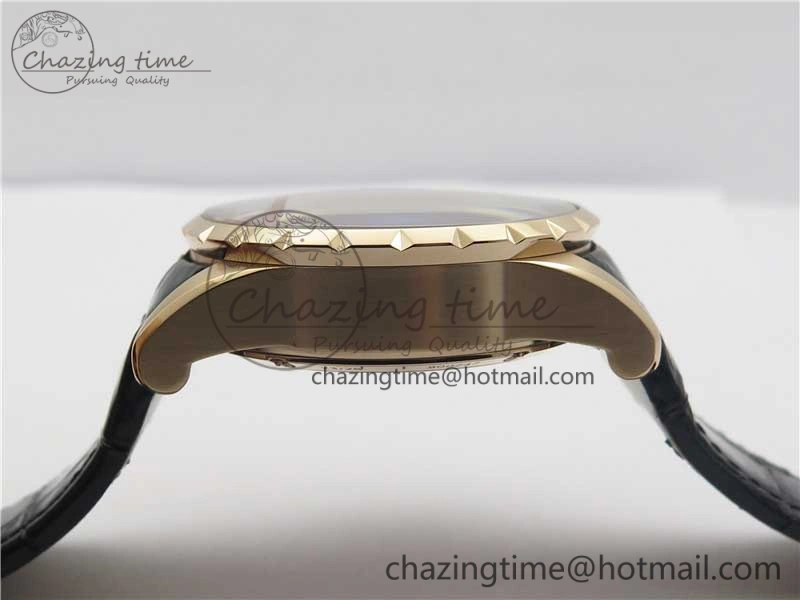 Excalibur Knights of the Round Table II RG ZZF Blue Gold Crystal Dial on Black Leather Strap MIYOTA 8215