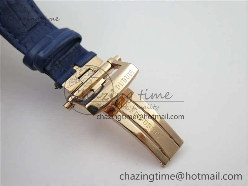Excalibur Knights of the Round Table II RG ZZF Blue Gold Crystal Dial on Black Leather Strap MIYOTA 8215