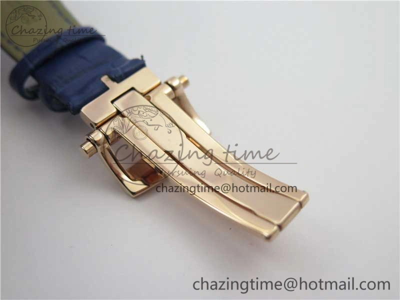 Excalibur Knights of the Round Table II RG ZZF Blue Gold Crystal Dial on Black Leather Strap MIYOTA 8215