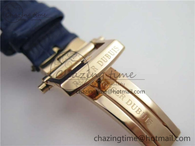Excalibur Knights of the Round Table II RG ZZF Blue Gold Crystal Dial on Black Leather Strap MIYOTA 8215