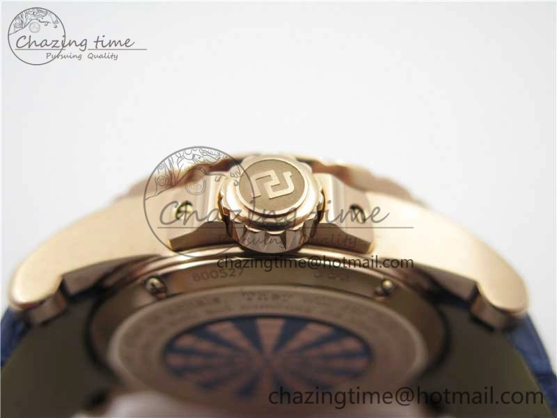 Excalibur Knights of the Round Table II RG ZZF Blue Gold Crystal Dial on Black Leather Strap MIYOTA 8215