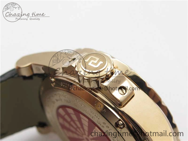 Excalibur Knights of the Round Table II RG ZZF Red Gold Crystal Dial on Black Leather Strap MIYOTA 8215