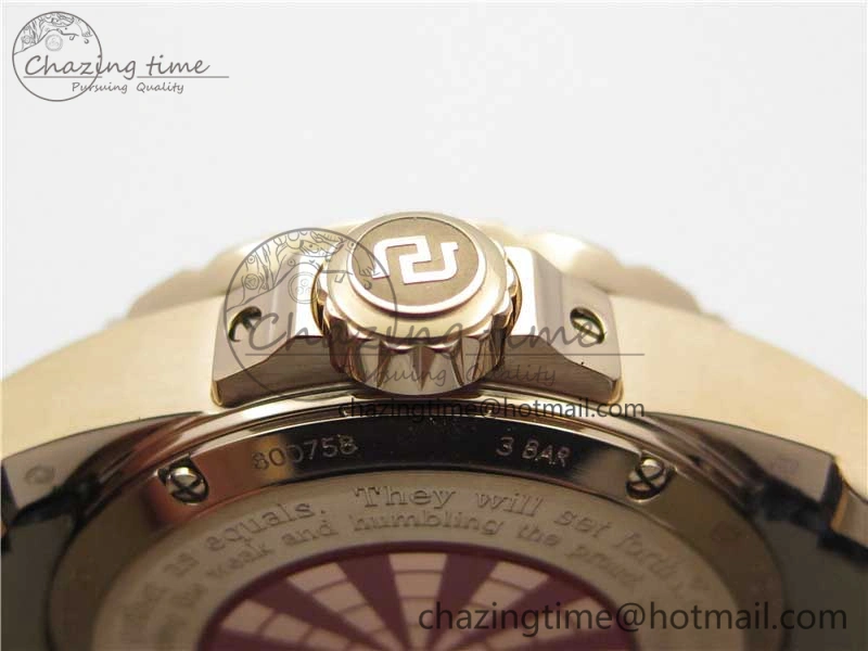 Excalibur Knights of the Round Table II RG ZZF Red Gold Crystal Dial on Black Leather Strap MIYOTA 8215
