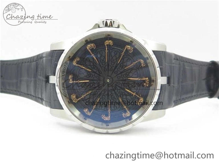 Excalibur Knights of the Round Table II SS ZF Best Edition Black Dial on Black Leather Strap MIYOTA 9015