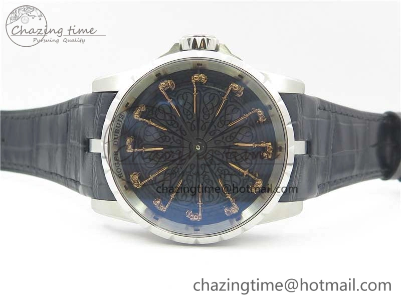 Excalibur Knights of the Round Table II SS ZF Best Edition Black Dial on Black Leather Strap MIYOTA 9015